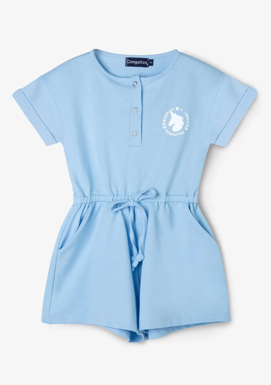 Conguitos Mono De Niña Felpa Liso Celeste^ Vestidos De Verano|Shorts