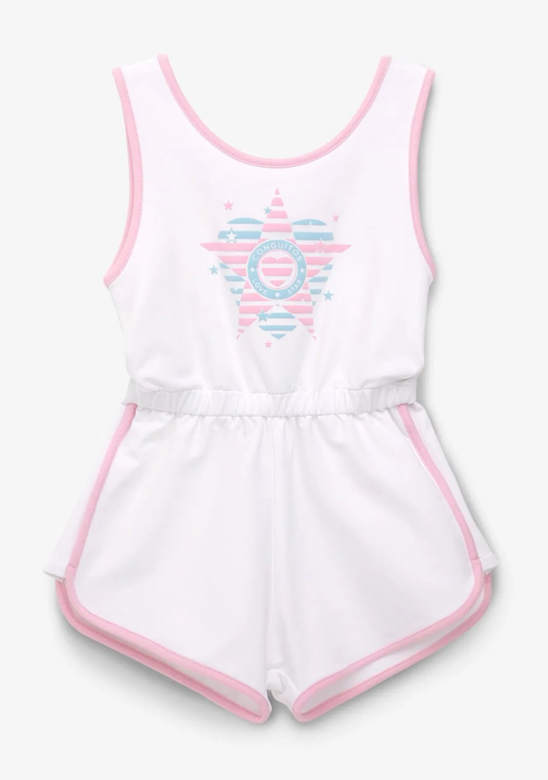 Conguitos Mono Liso Felpa Ribete Blanco Niña^ Vestidos De Verano|Vestidos