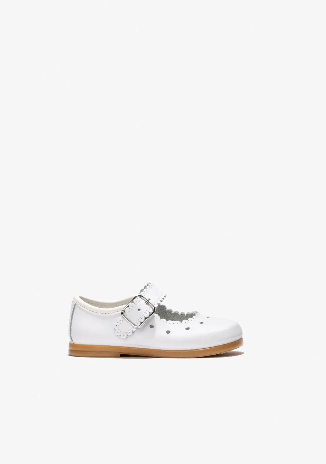 Conguitos Pepitos De Bebé Hebilla Ondas Napa Blanco^ Bailarinas|Zapatos De Ceremonia
