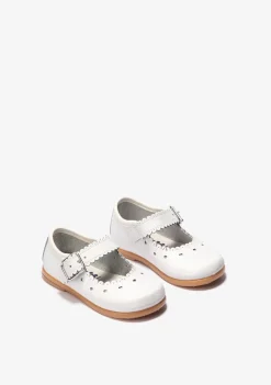 Conguitos Pepitos De Bebé Hebilla Ondas Napa Blanco^ Bailarinas|Zapatos De Ceremonia