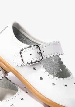 Conguitos Pepitos De Bebé Hebilla Ondas Napa Blanco^ Bailarinas|Zapatos De Ceremonia