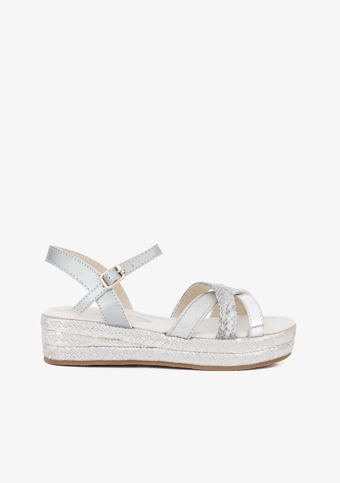 Conguitos Sandalias Cuña De Niña Glitter Plata^ Sandalias|Alpargatas