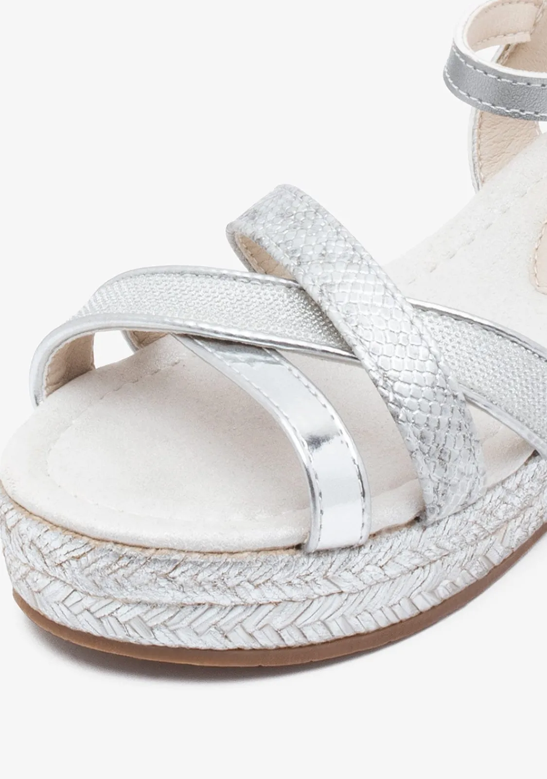 Conguitos Sandalias Cuña De Niña Glitter Plata^ Sandalias|Alpargatas