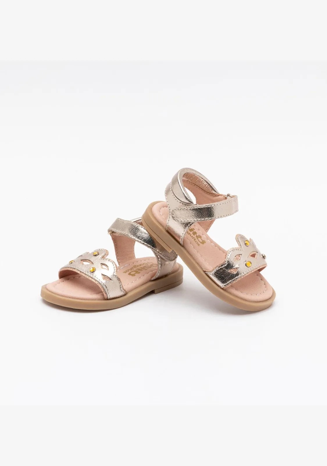 Conguitos Sandalias De Bebé Corona Piel Platino^ Sandalias