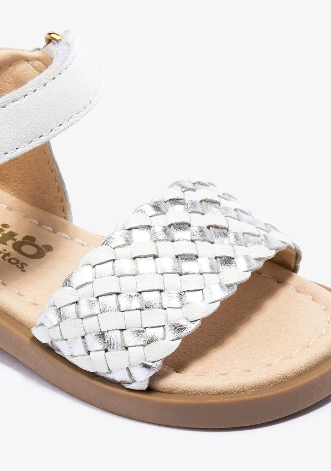 Conguitos Sandalias De Bebé Napa Blanco Plata^ Sandalias|Sandalias