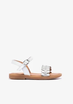 Conguitos Sandalias De Niña Hebilla Strass Napa Blanco^ Sandalias|Zapatos De Ceremonia
