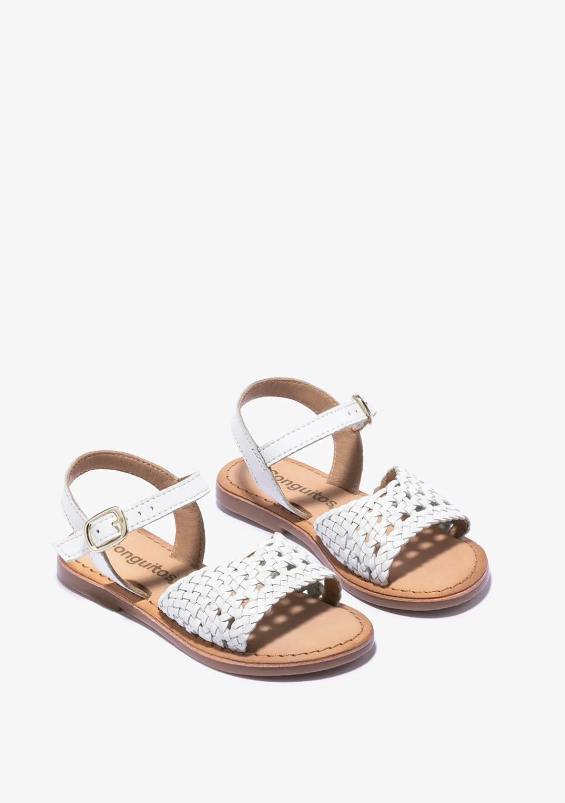 Conguitos Sandalias De Niña Hebilla Textura Napa Blanco^ Sandalias|Zapatos De Ceremonia