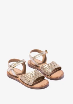 Conguitos Sandalias De Niña Hebilla Textura Napa Oro^ Sandalias|Zapatos De Ceremonia