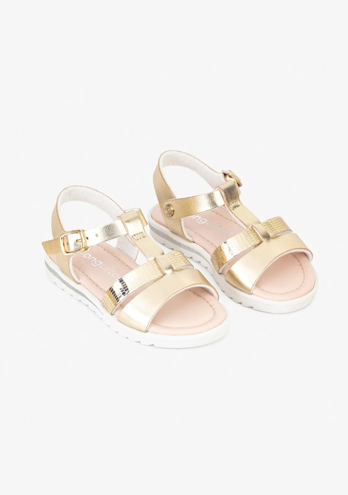 Conguitos Sandalias De Niña Metalizado Platino^ Sandalias|Zapatos De Ceremonia