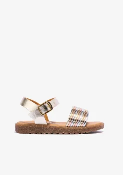 Conguitos Sandalias De Niña Metalizado Platino Multicolor^ Sandalias