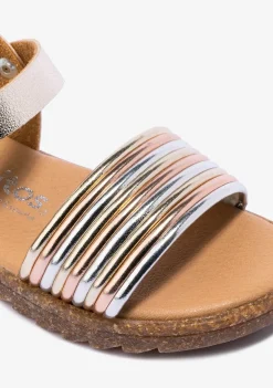 Conguitos Sandalias De Niña Metalizado Platino Multicolor^ Sandalias