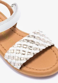 Conguitos Sandalias De Niña Napa Blanco Oro^ Sandalias|Zapatos De Ceremonia