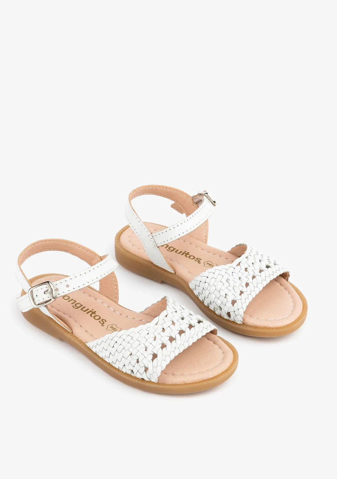 Conguitos Sandalias De Niña Piel Trenzada Blanco^ Sandalias|Zapatos De Ceremonia
