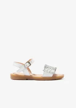 Conguitos Sandalias De Niña Piel Trenzada Blanco/Plata^ Sandalias|Zapatos De Ceremonia