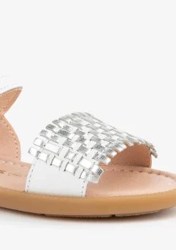 Conguitos Sandalias De Niña Piel Trenzada Blanco/Plata^ Sandalias|Zapatos De Ceremonia