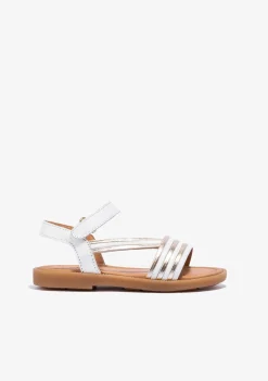 Conguitos Sandalias De Niña Tira Adherente Napa Blanco Oro^ Sandalias|Zapatos De Ceremonia