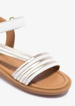 Conguitos Sandalias De Niña Tira Adherente Napa Blanco Oro^ Sandalias|Zapatos De Ceremonia