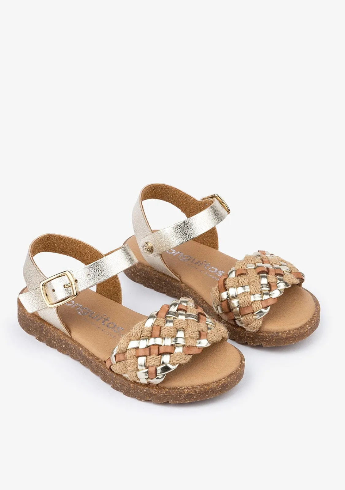Conguitos Sandalias De Niña Trenzado Piel Platino^ Sandalias