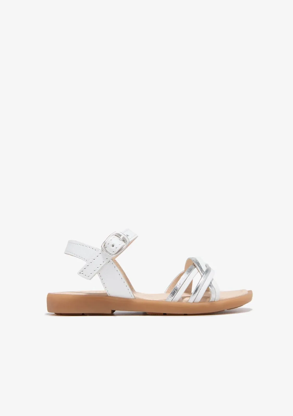 Conguitos Sandalias Hebilla Blanco Plata^ Sandalias|Zapatos De Ceremonia