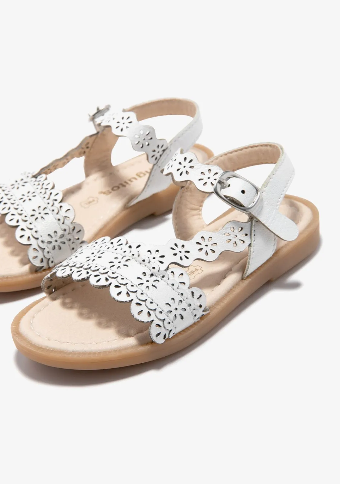 Conguitos Sandalias Textura Blanco^ Sandalias|Zapatos De Ceremonia