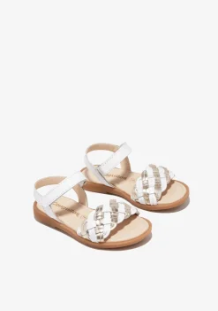 Conguitos Sandalias Trenza Blanco Dorado^ Sandalias|Zapatos De Ceremonia