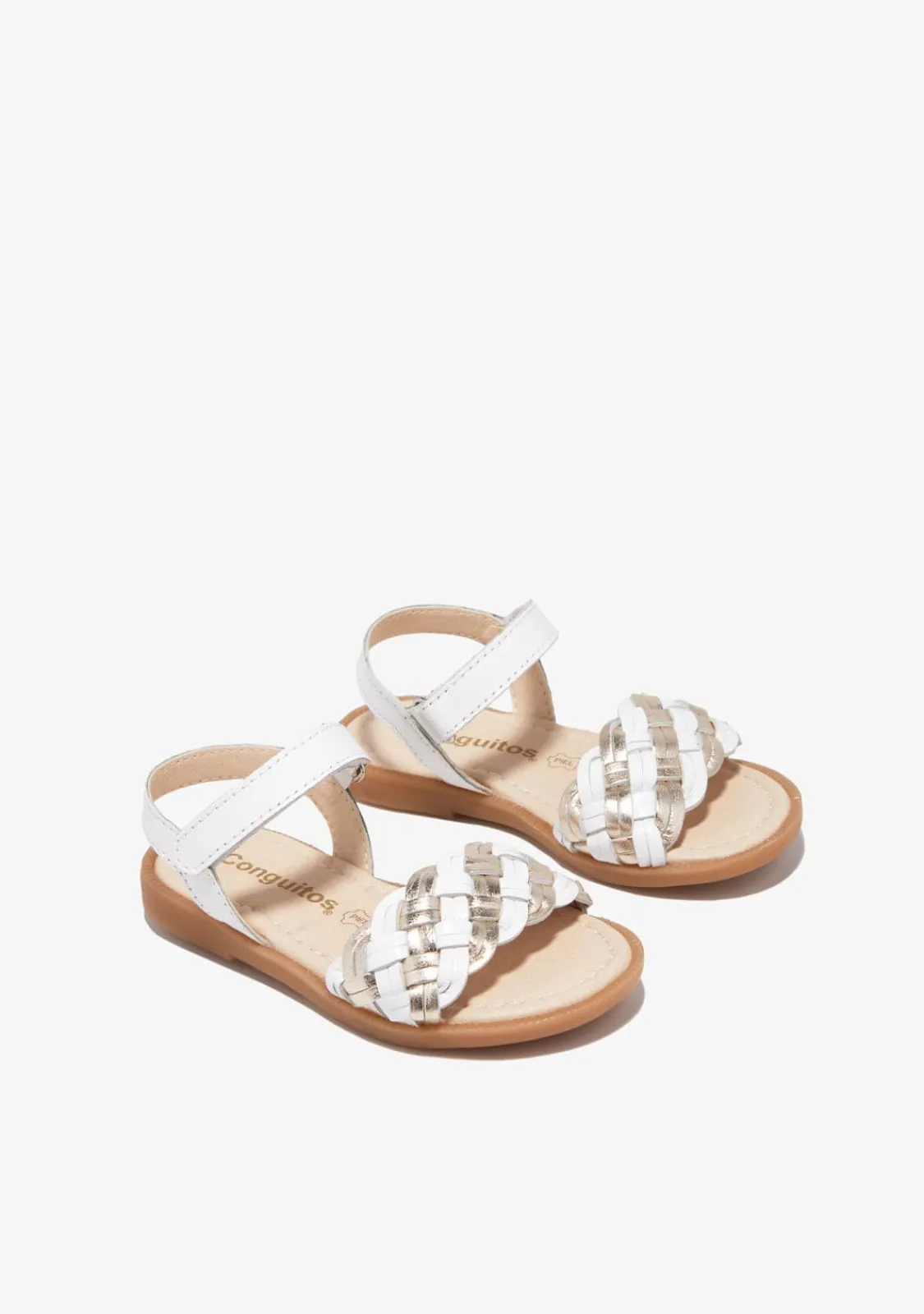 Conguitos Sandalias Trenza Blanco Dorado^ Sandalias|Zapatos De Ceremonia
