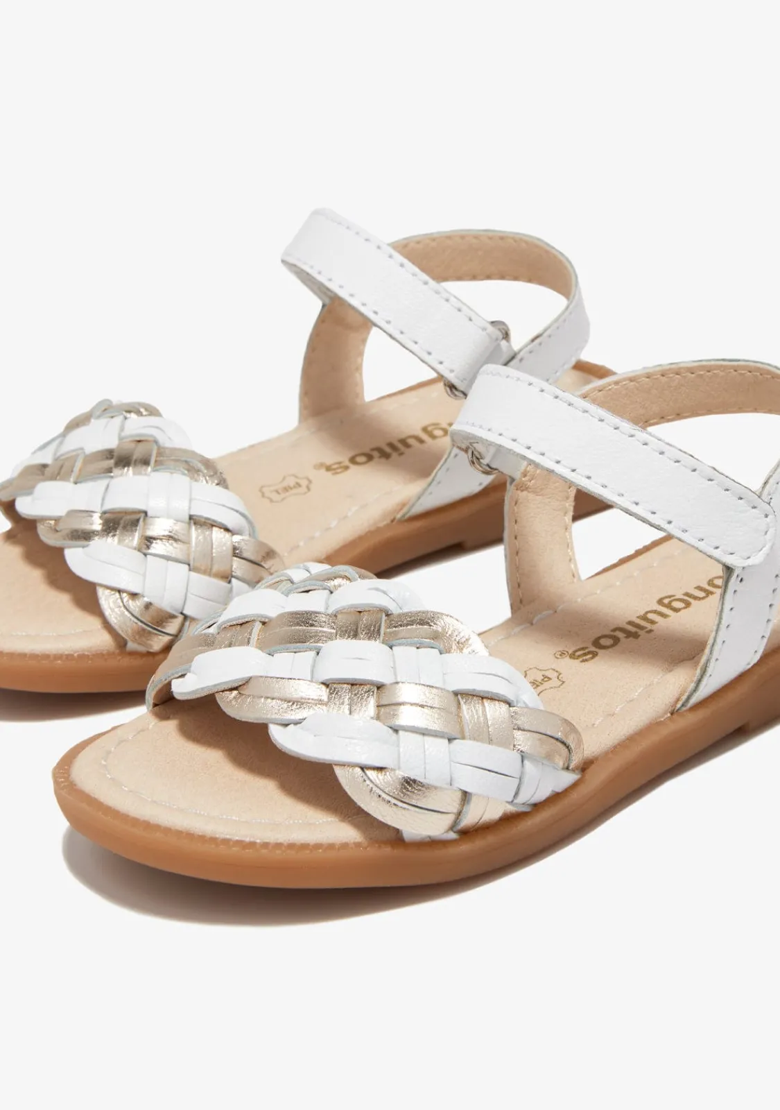 Conguitos Sandalias Trenza Blanco Dorado^ Sandalias|Zapatos De Ceremonia
