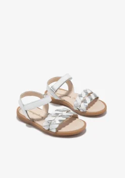 Conguitos Sandalias Trenza Blanco Plata^ Sandalias|Zapatos De Ceremonia
