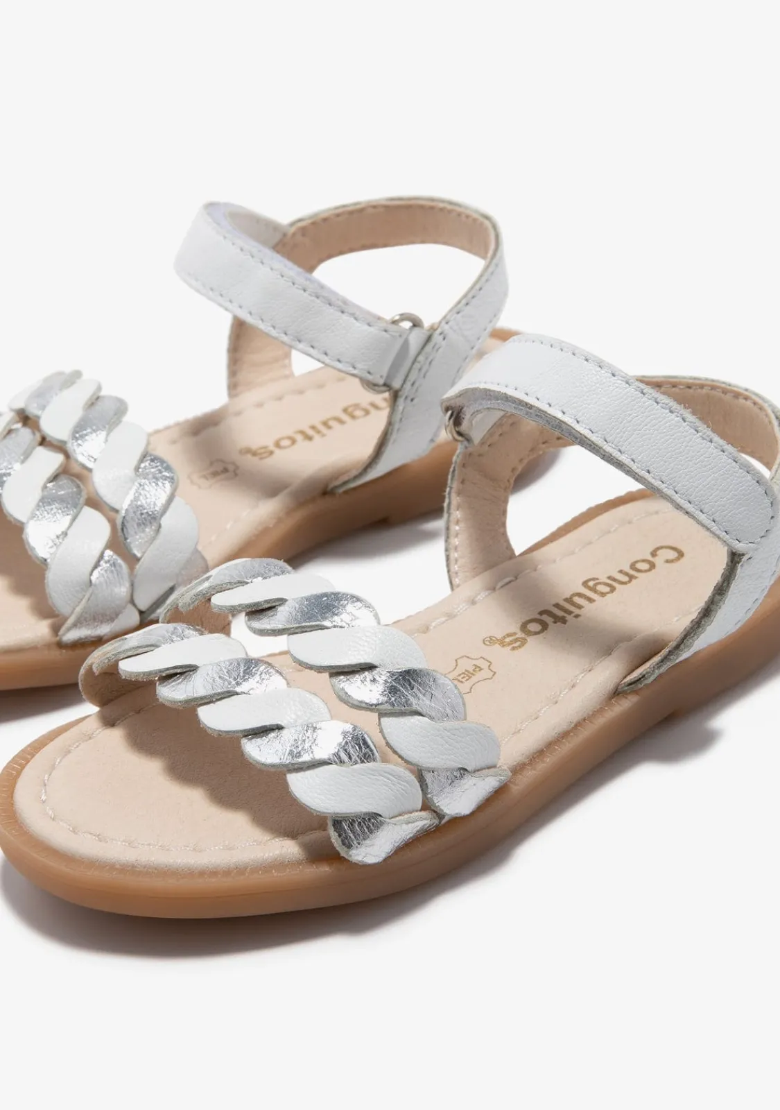 Conguitos Sandalias Trenza Blanco Plata^ Sandalias|Zapatos De Ceremonia