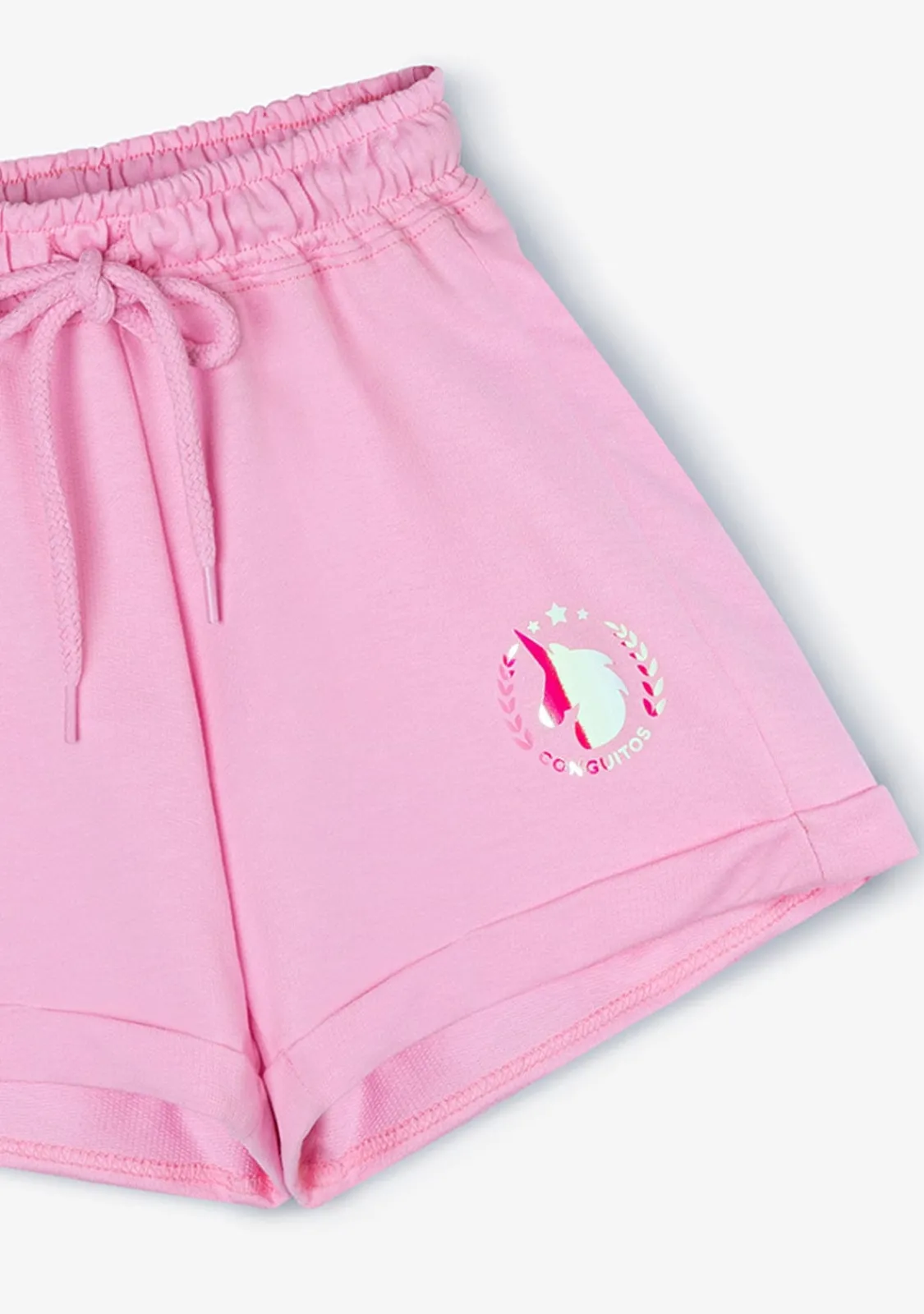 Conguitos Short Deportivo De Niña Liso Unicornio Rosa^ Shorts
