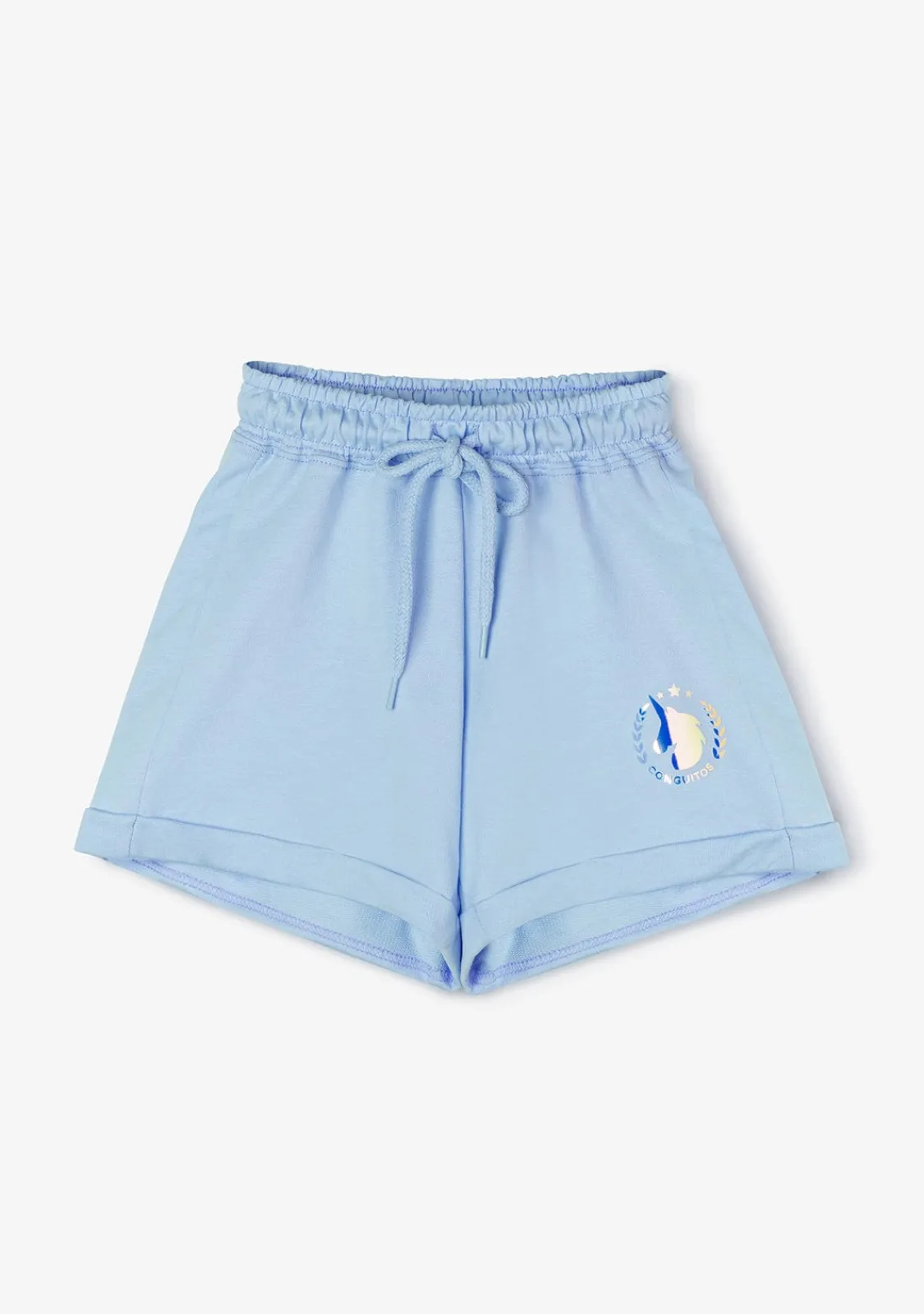 Conguitos Short Deportivo De Niña Liso Unicornio Celeste^ Shorts