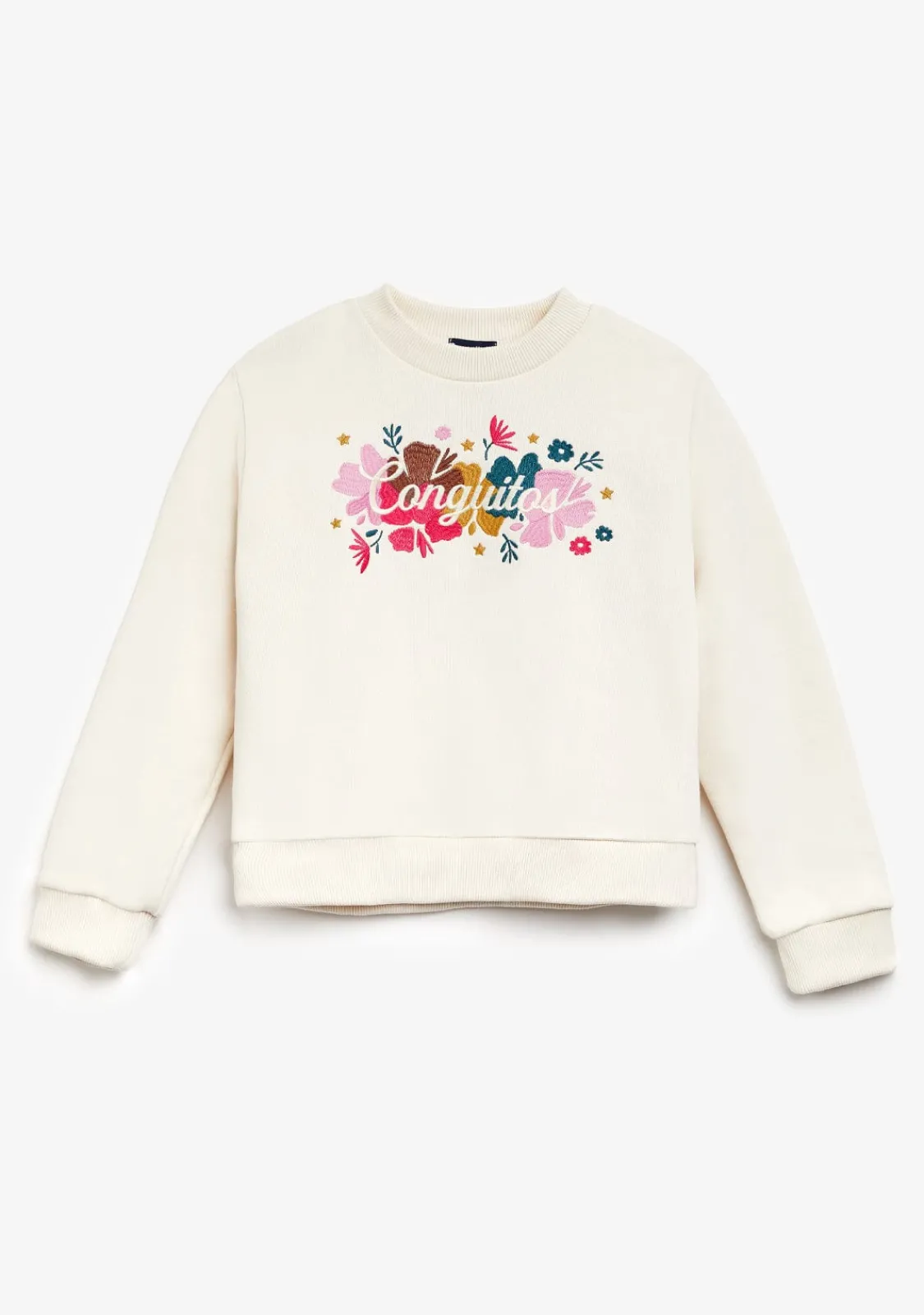 Conguitos Sudadera Bordado Flores Beige^ Sudaderas