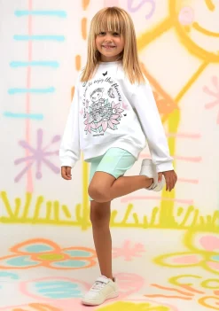 Conguitos Sudadera De Niña Blanco Oso Glitter Flores^ Sudaderas