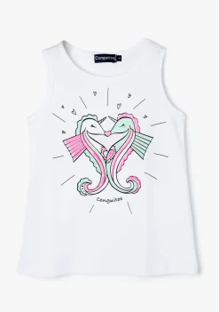 Conguitos Top Niña Estampado Caballito De Mar Blanco^ Camisetas