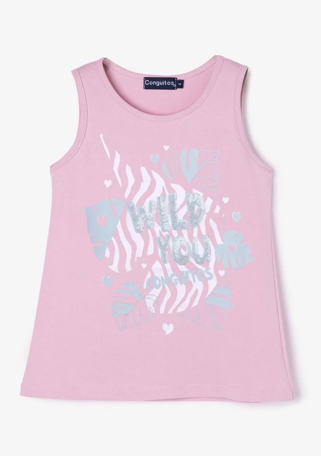 Conguitos Top Niña Glitter Cebra Rosa^ Camisetas