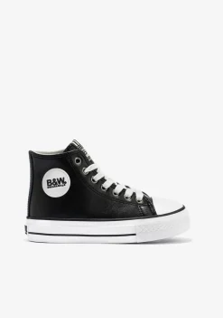 Conguitos Unisex Black Logo Hi-Top Sneakers Napa B&W^ Zapatillas|Zapatillas