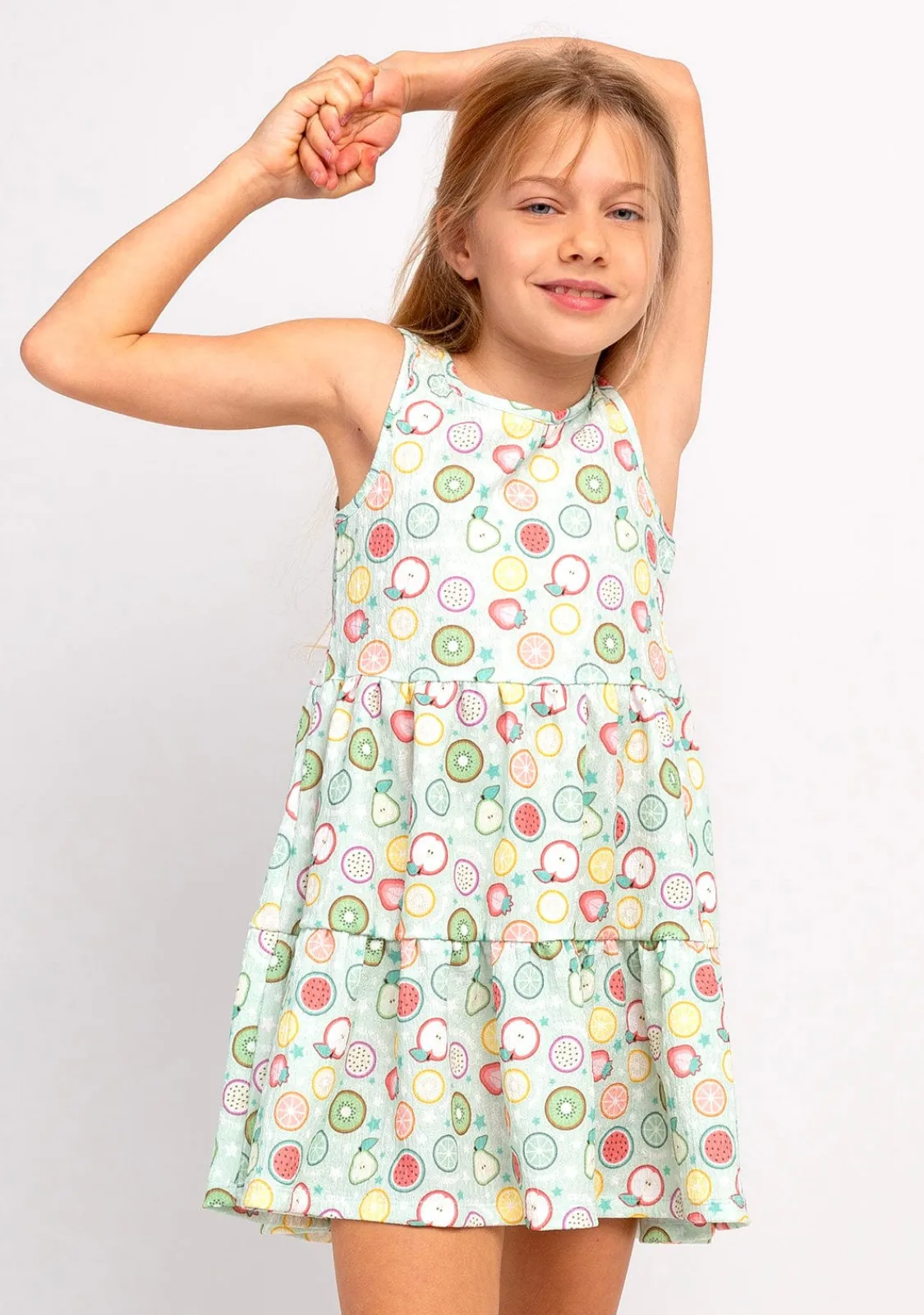 Conguitos Vestido Niña Estampado Frutas Menta^ Vestidos De Verano|Vestidos