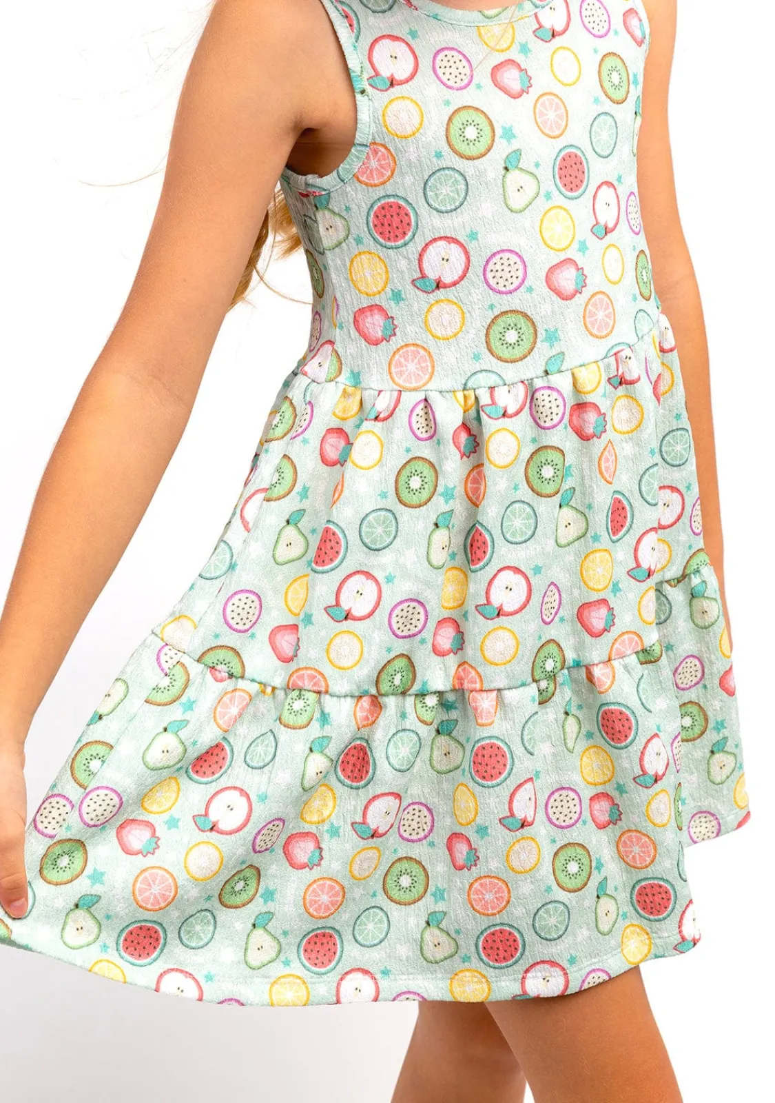 Conguitos Vestido Niña Estampado Frutas Menta^ Vestidos De Verano|Vestidos