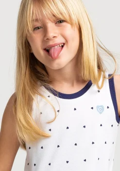 Conguitos Vestido De Niña Blanco Corazones Skater^ Vestidos De Verano|Vestidos