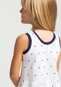 Conguitos Vestido De Niña Blanco Corazones Skater^ Vestidos De Verano|Vestidos