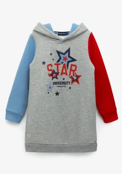 Conguitos Vestido De Niña Color Block Capucha Gris^ Vestidos Sudadera|Vestidos