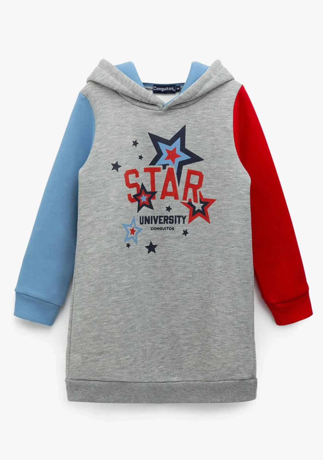 Conguitos Vestido De Niña Color Block Capucha Gris^ Vestidos Sudadera|Vestidos