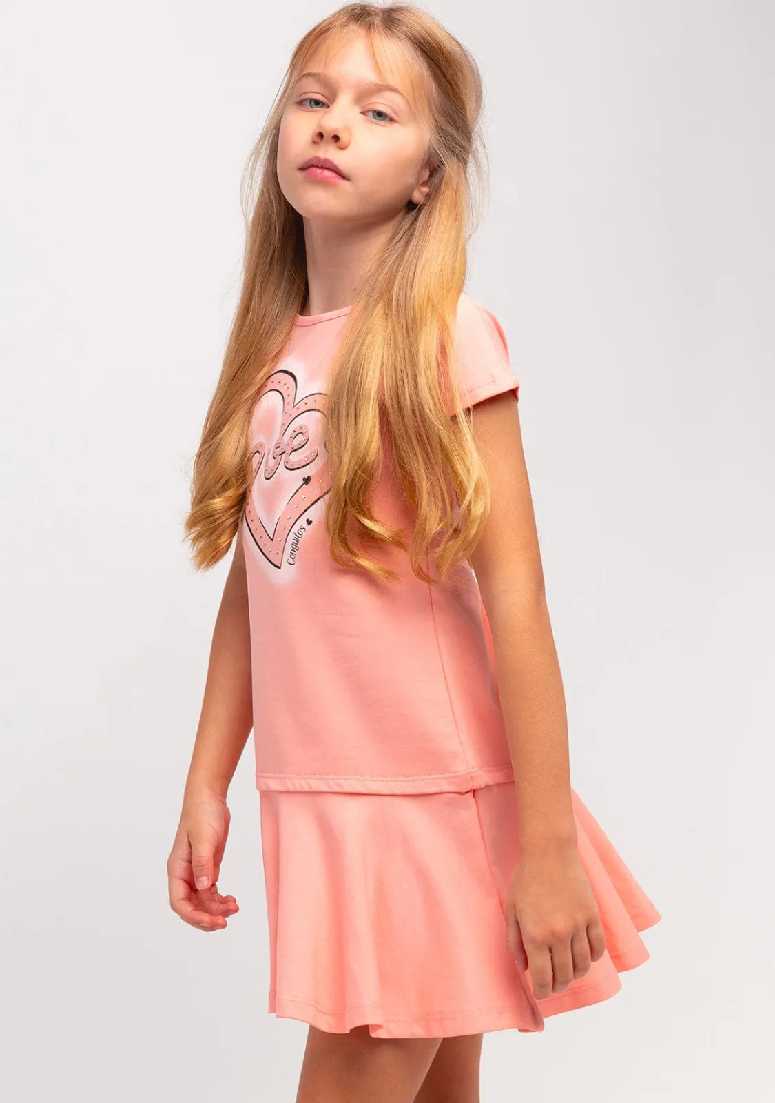 Conguitos Vestido De Niña Corazón Naranja^ Vestidos De Verano|Vestidos
