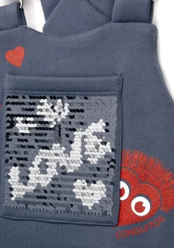 Conguitos Vestido De Niña Pichi Lentejuelas Corazón Gris^ Vestidos Sudadera|Vestidos