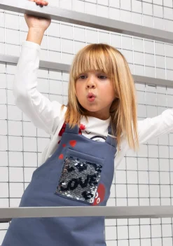 Conguitos Vestido De Niña Pichi Lentejuelas Corazón Gris^ Vestidos Sudadera|Vestidos