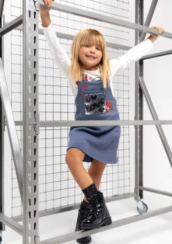 Conguitos Vestido De Niña Pichi Lentejuelas Corazón Gris^ Vestidos Sudadera|Vestidos