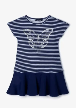 Conguitos Vestido De Niña Rayas Mariposa Marino^ Vestidos De Verano|Vestidos