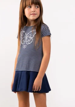 Conguitos Vestido De Niña Rayas Mariposa Marino^ Vestidos De Verano|Vestidos
