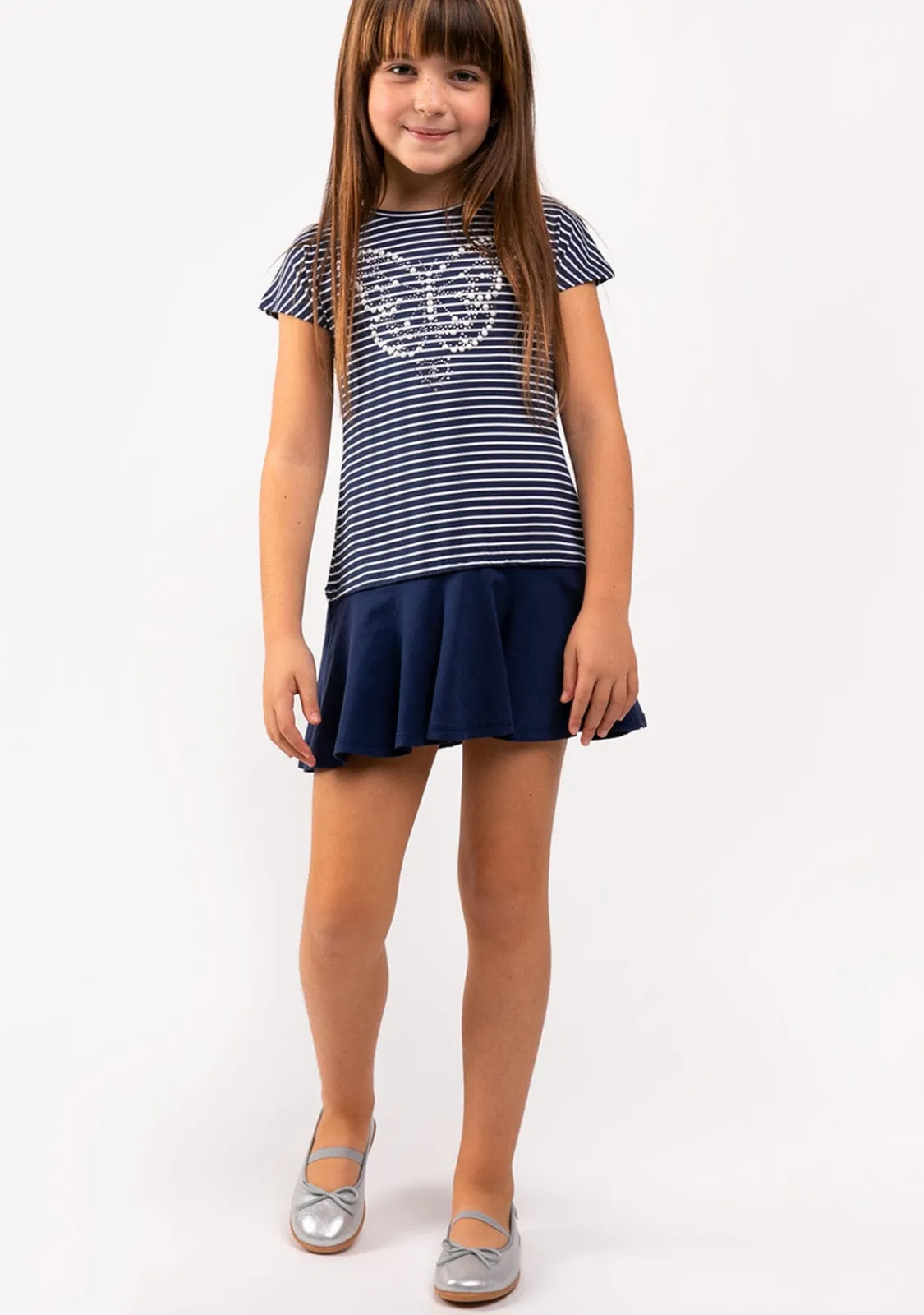 Conguitos Vestido De Niña Rayas Mariposa Marino^ Vestidos De Verano|Vestidos