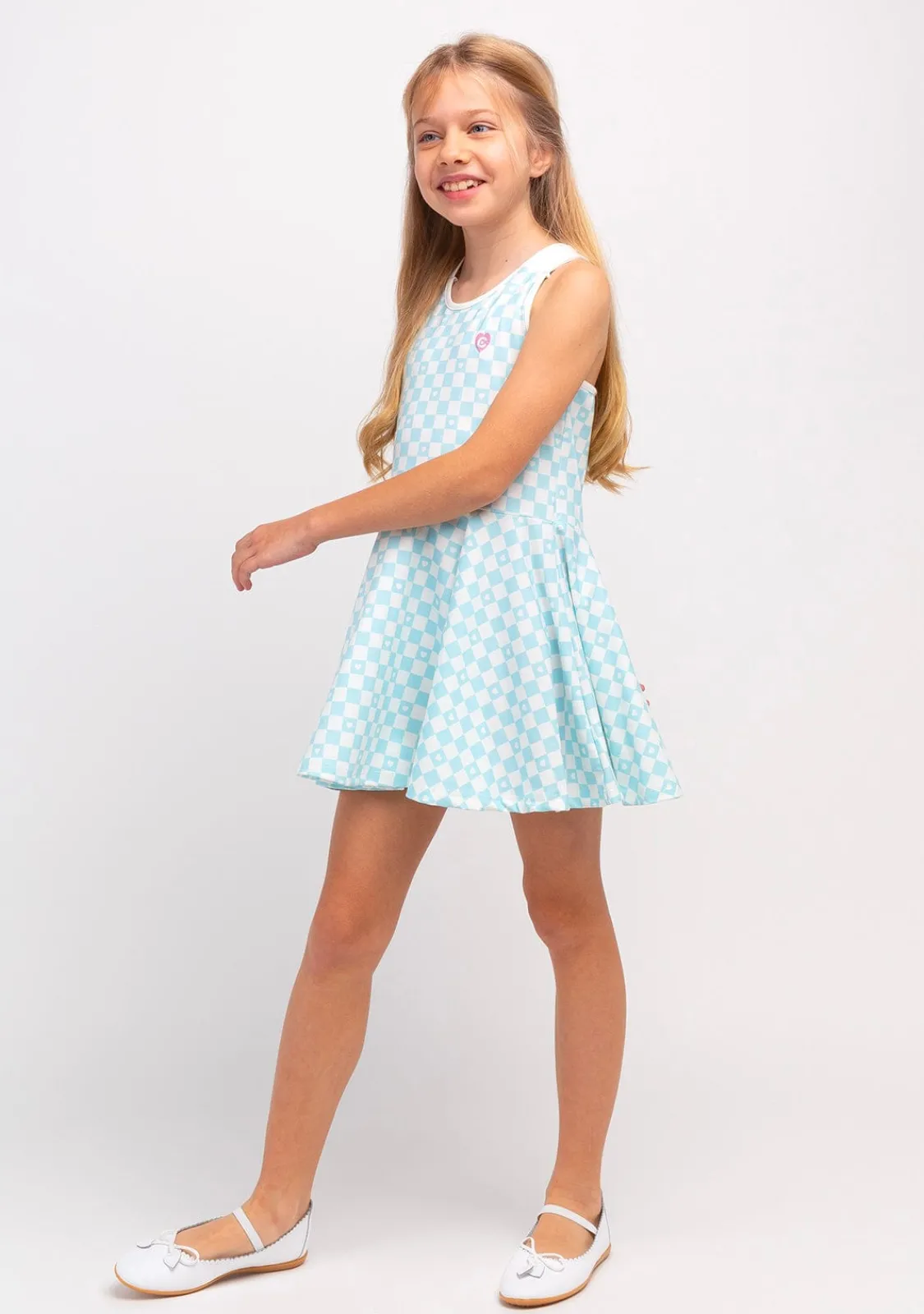 Conguitos Vestido De Niña Skater Cuadros Azul Claro^ Vestidos De Verano|Vestidos